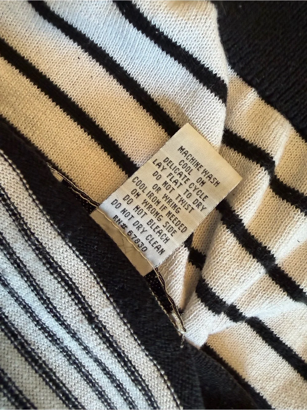 Cathy Daniels Black and White Striped Knit Cardigan
